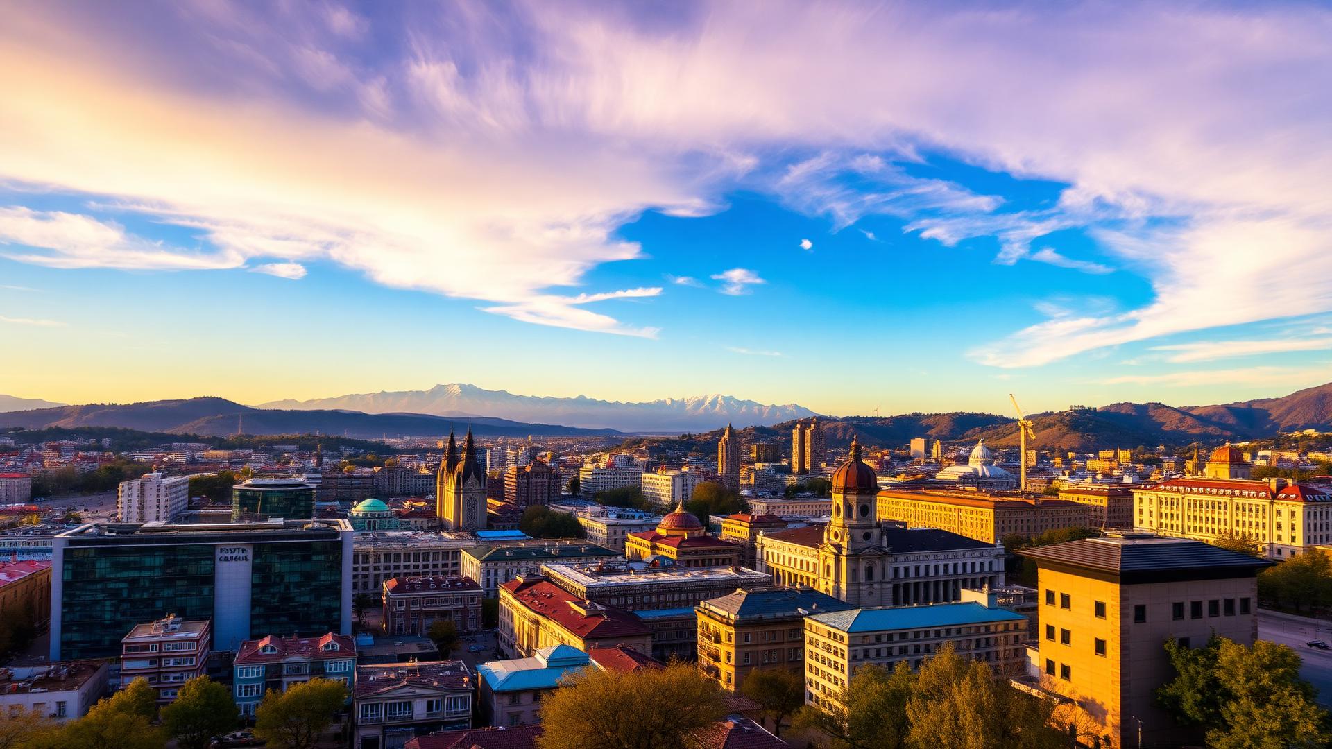 Tbilisi skyline at golden hour